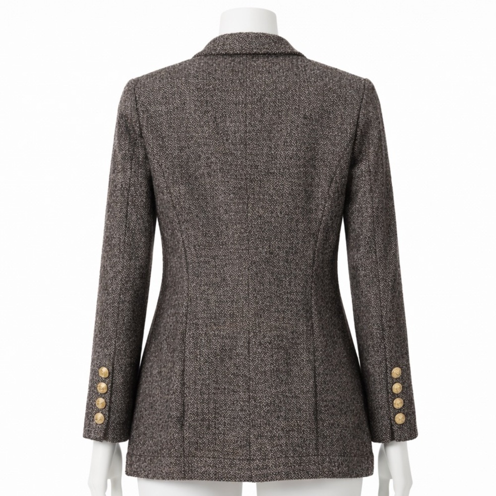 Salvatore Ferragamo Vintage Brown Tweed Skirt Suit Wool Italy IT 44 Size 6 / 8 - Picture 6 of 13